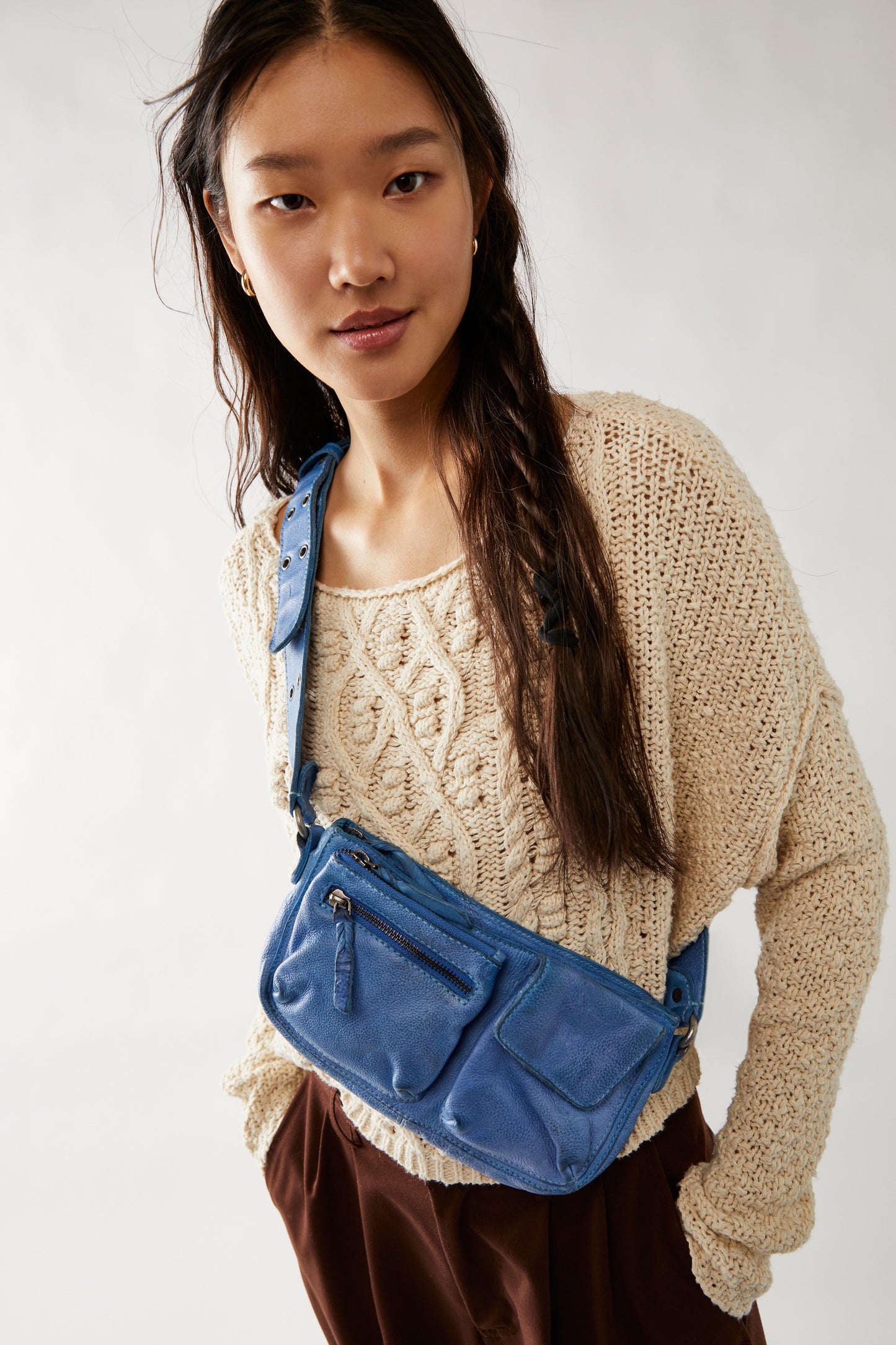 Free People: Wade Leather Sling - Iridescent Blue