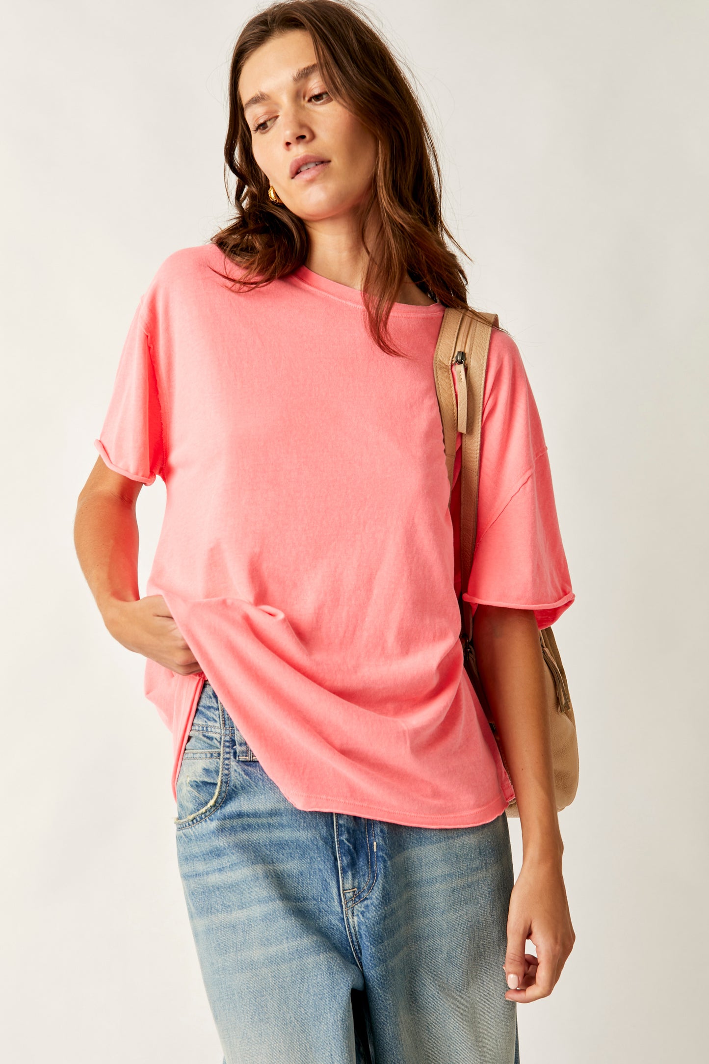 Load image into Gallery viewer, Free People: Nina Tee - Fluorescent Coral
