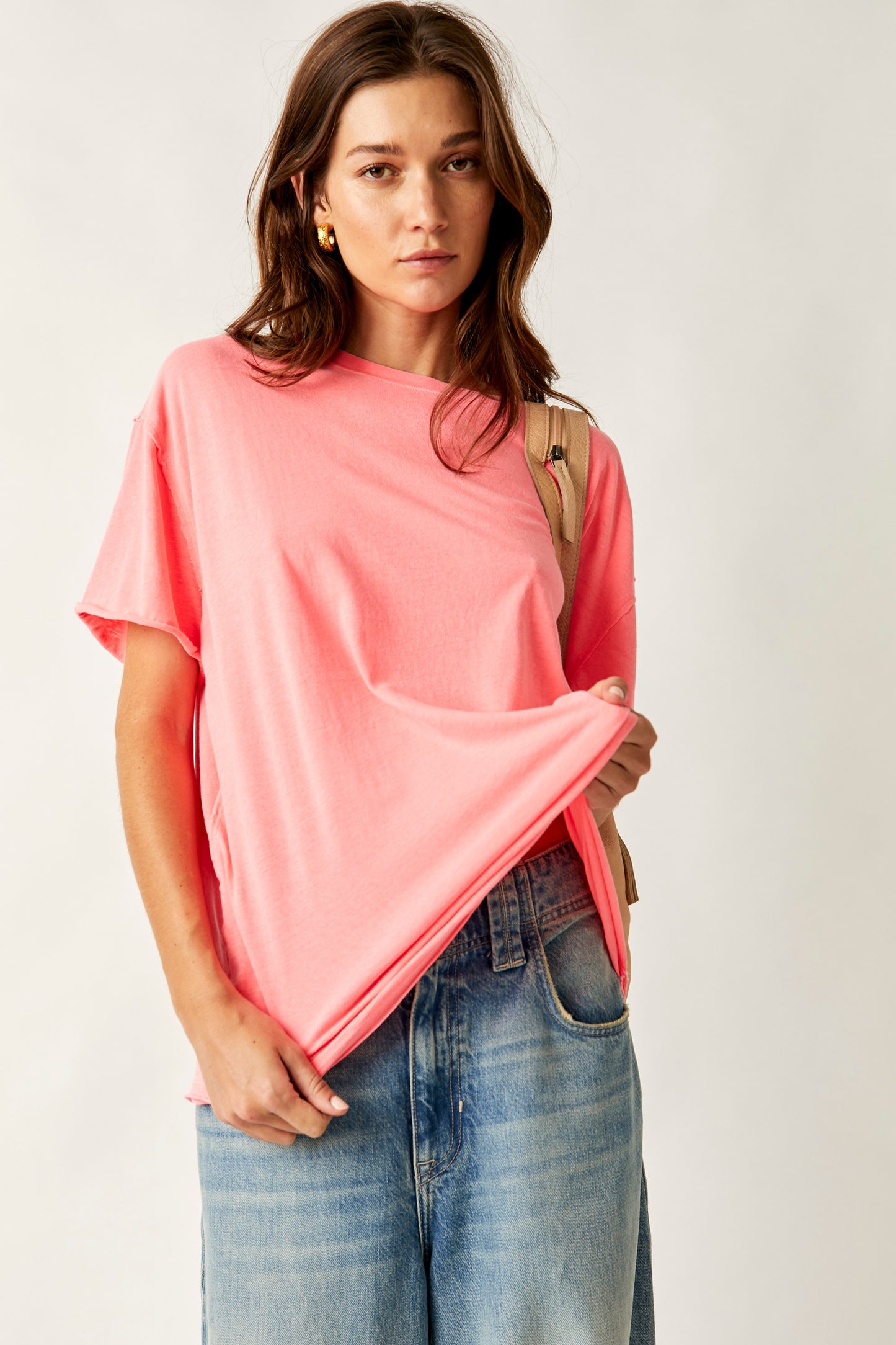 Load image into Gallery viewer, Free People: Nina Tee - Fluorescent Coral
