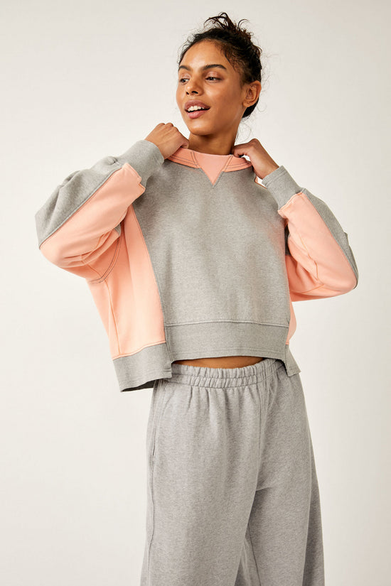 Load image into Gallery viewer, Free People: Intercept Colorblock Pullover - Heather Grey Melon
