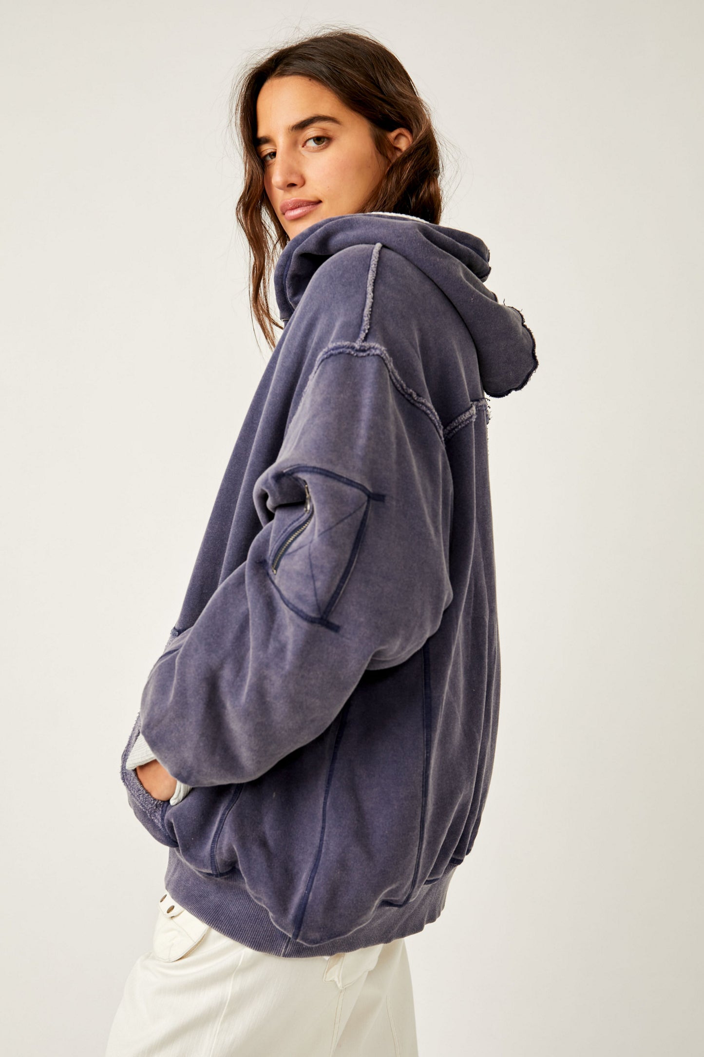 Free People: By Your Side Lined Hoodie - Starless Sky