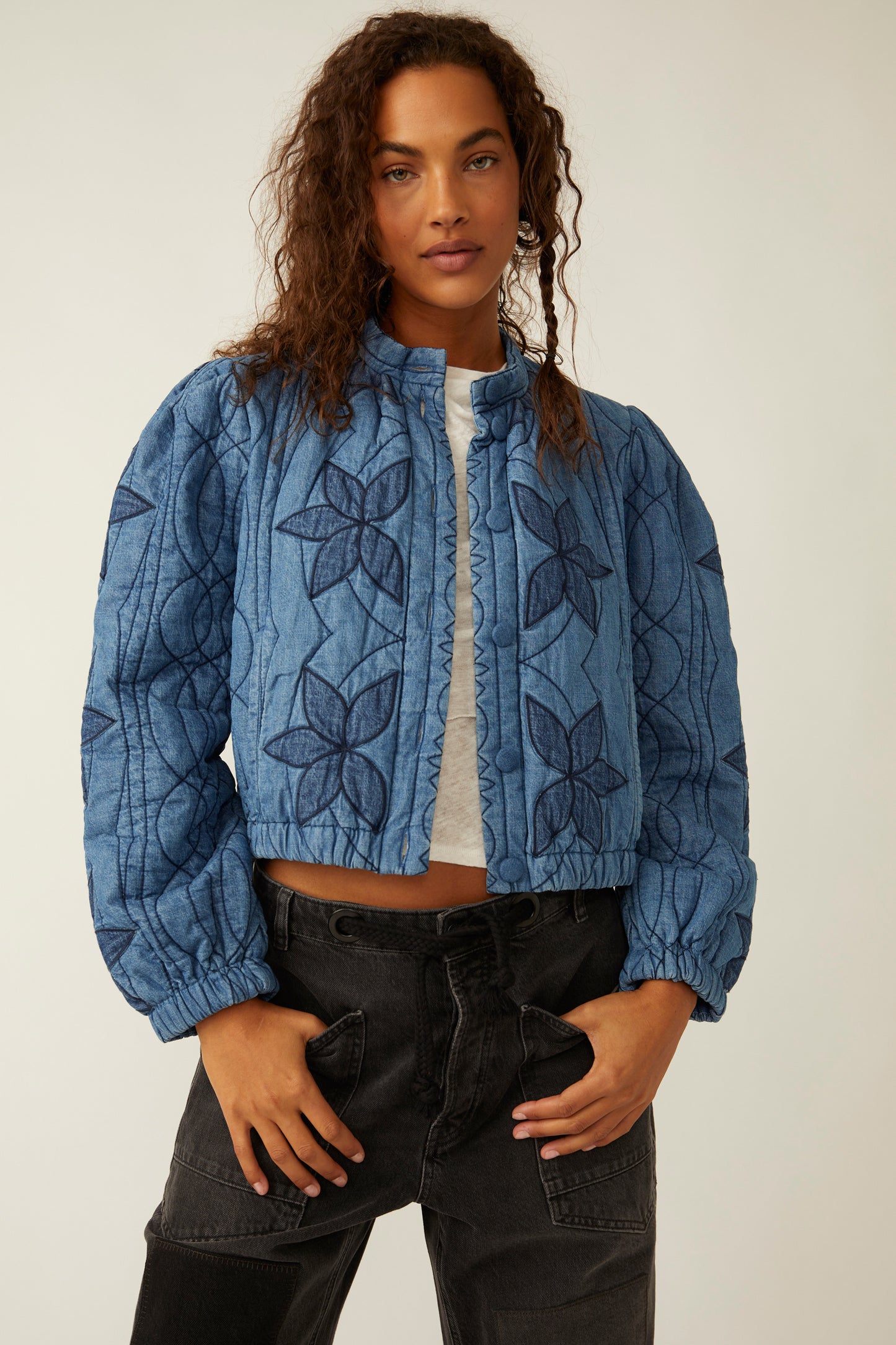 Load image into Gallery viewer, Free People: Quinn Quilted Jacket - Indigo
