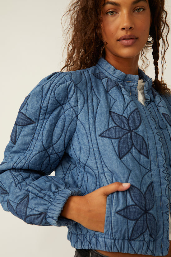 Free People: Quinn Quilted Jacket - Indigo