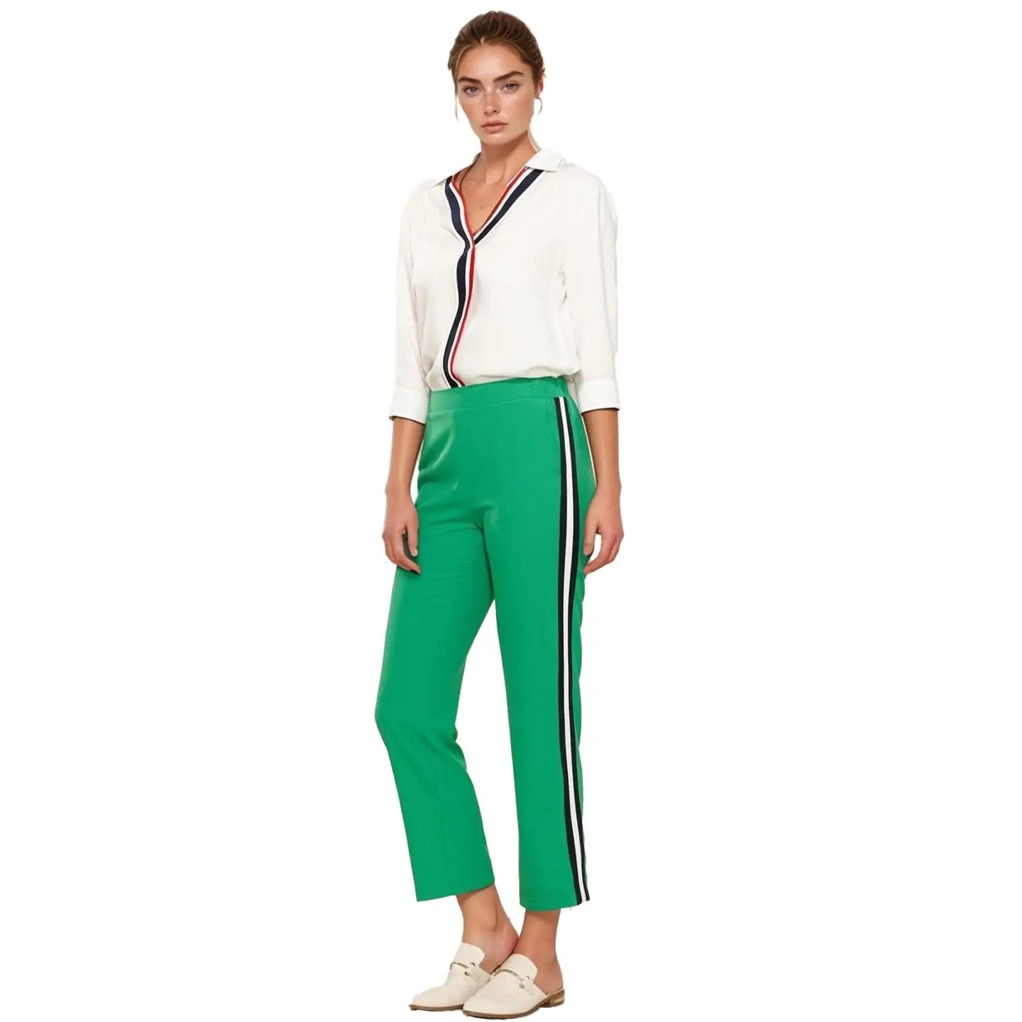 Varsity Side Stripe Pant-Green