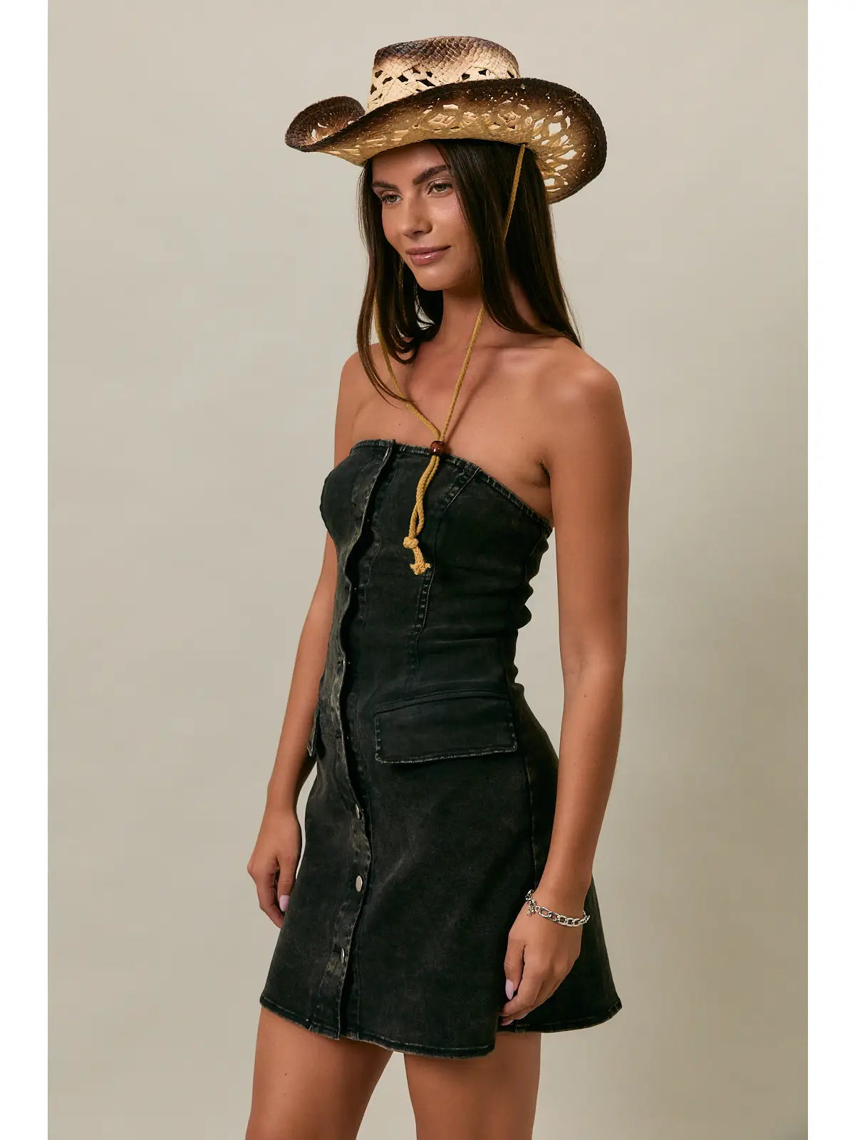 Game Day Denim Dress-Black