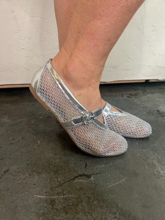Load image into Gallery viewer, Accept Mesh Ballet Flat - Silver - Revel Boutique
