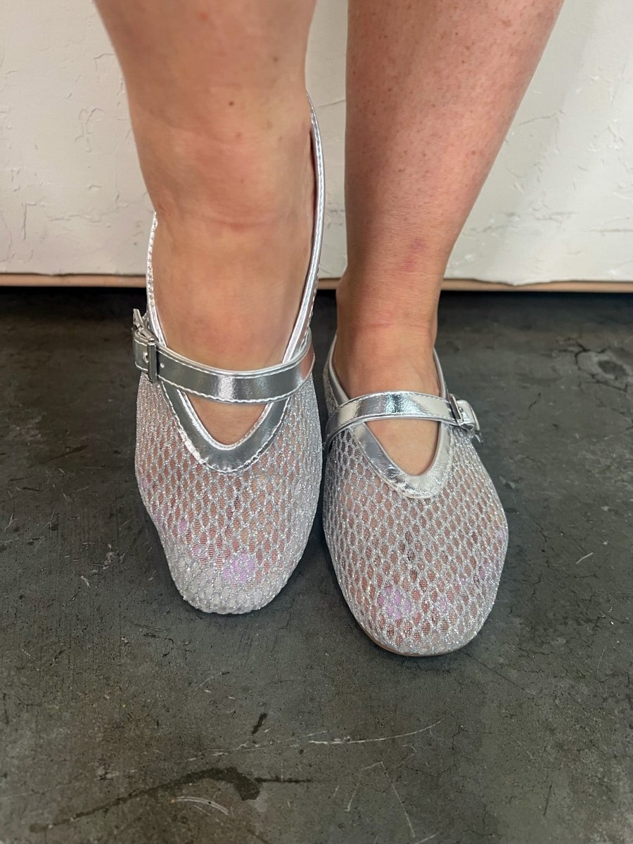 Accept Mesh Ballet Flat - Silver - Revel Boutique
