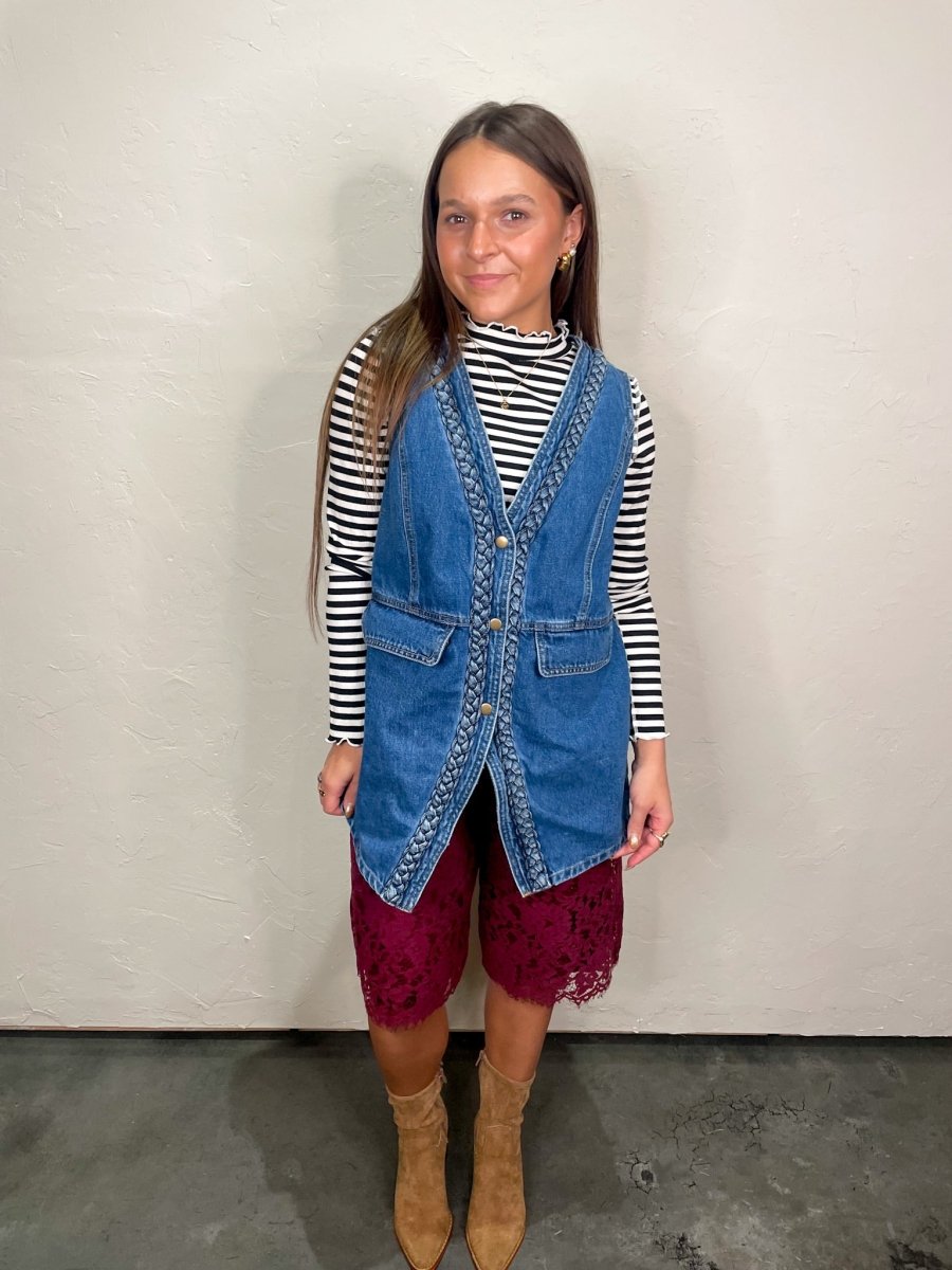 Allison Lace Bermuda Shorts - Burgundy - Revel Boutique