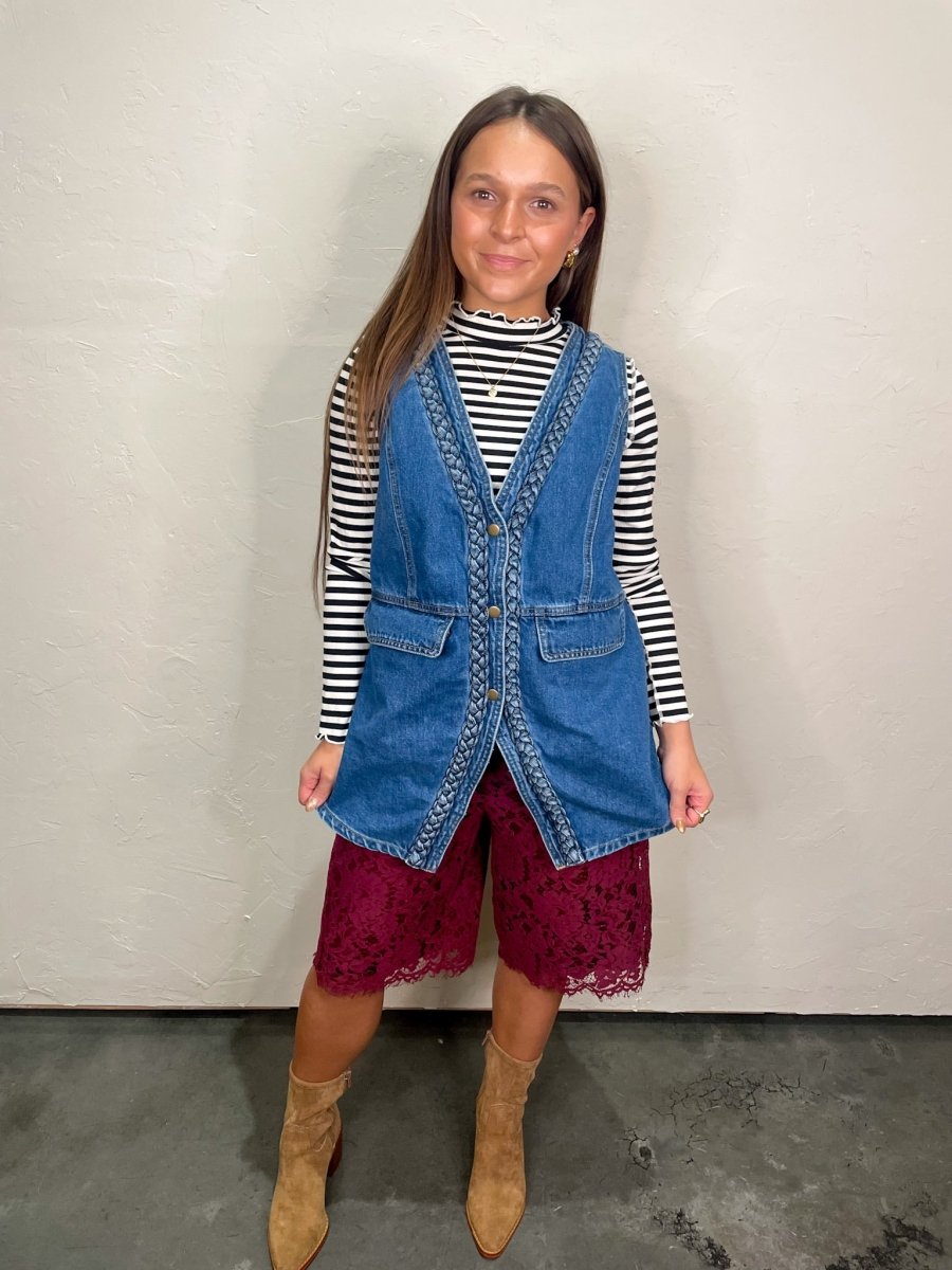 Allison Lace Bermuda Shorts - Burgundy - Revel Boutique