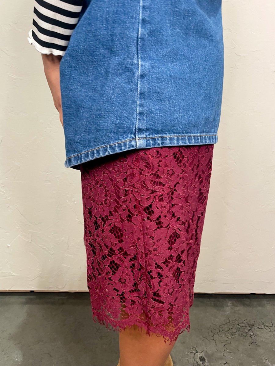 Allison Lace Bermuda Shorts - Burgundy - Revel Boutique