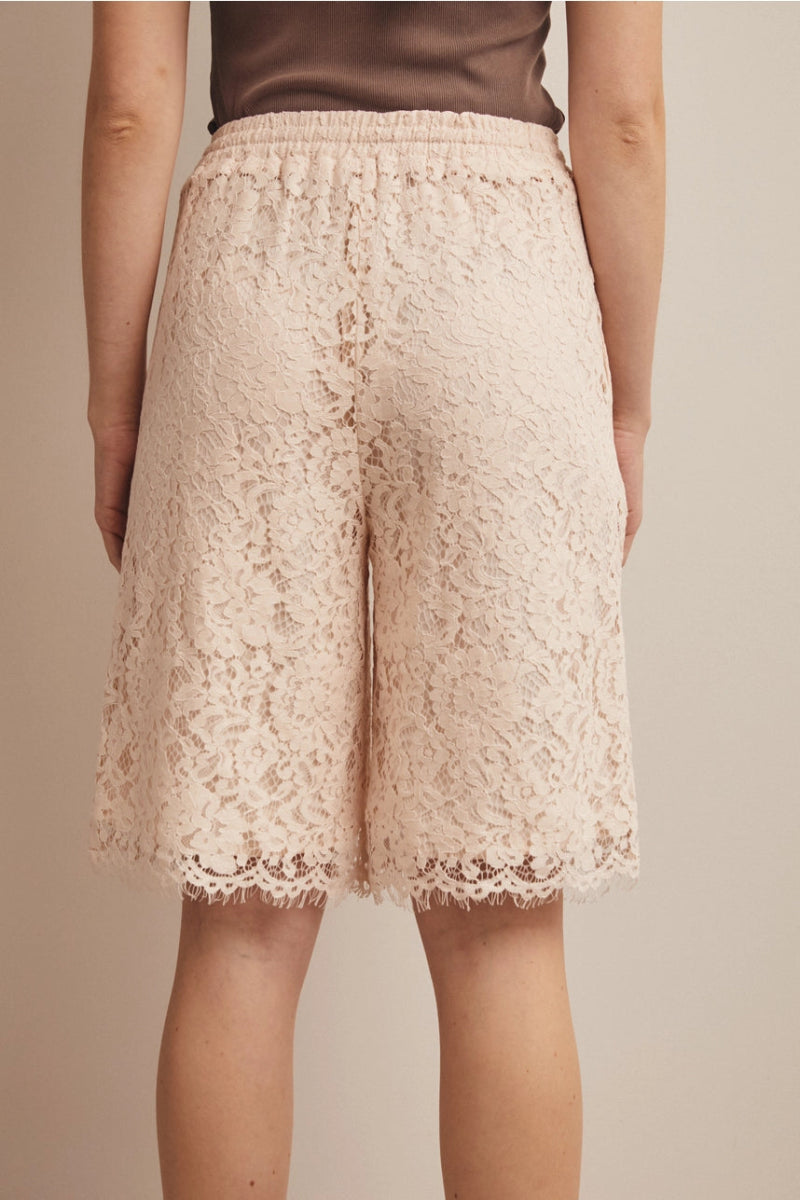 Allison Lace Bermuda Shorts - Ecru - Revel Boutique