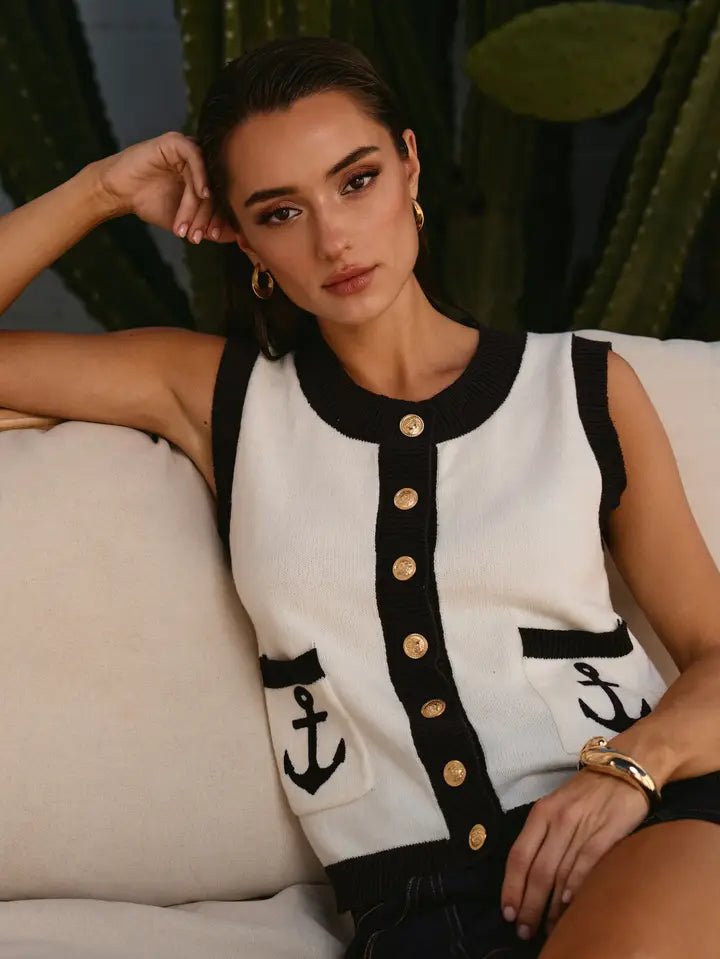 Anchors Away Sweater Vest - Revel Boutique