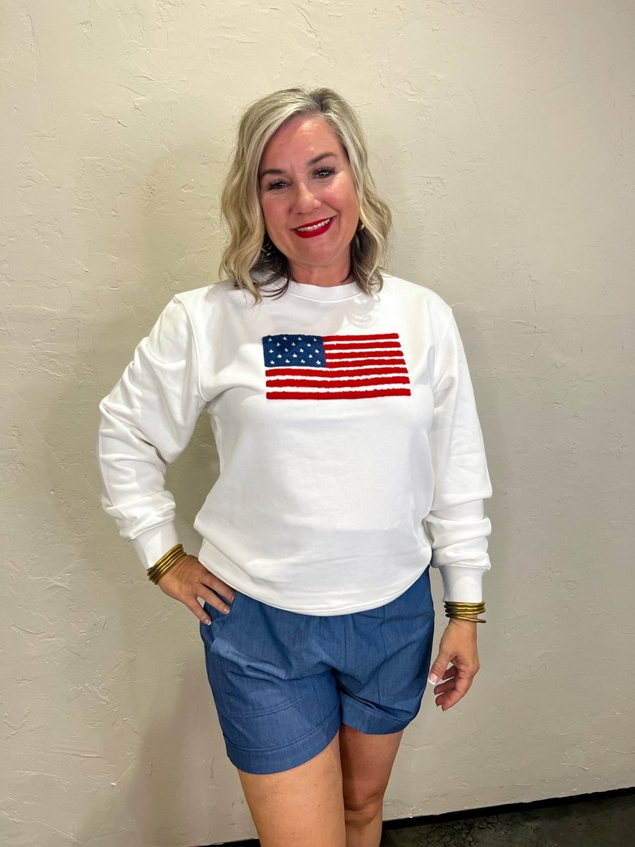 Artisan American Flag Sweatshirt - Revel Boutique