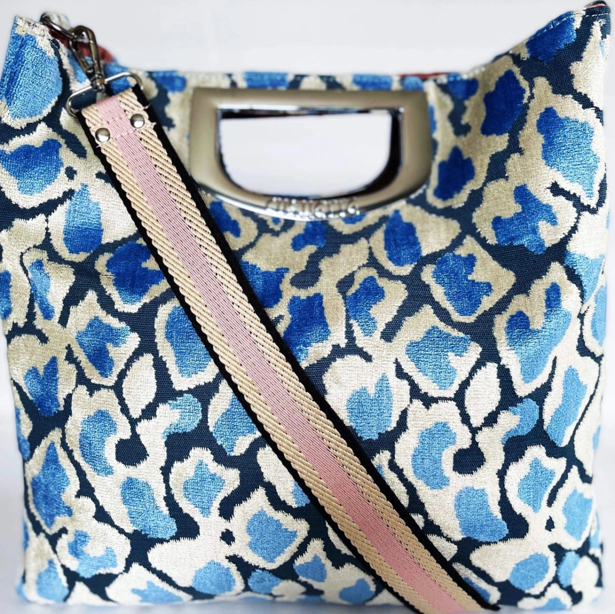 Artisan Duchess Crossbody - Blue Leopard w Chrome Adjustable - Revel Boutique
