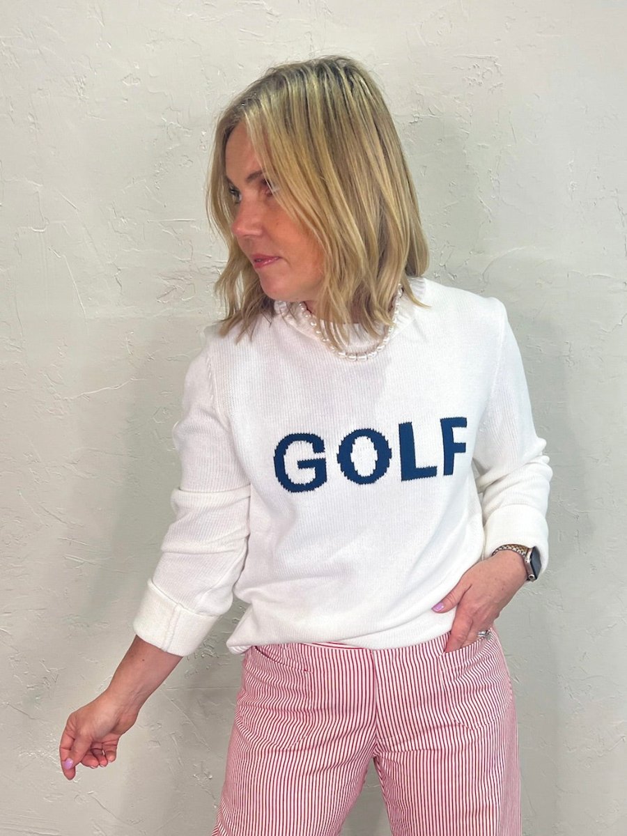 Artisan Golf Hand - Knit Sweater - White/Navy - Revel Boutique
