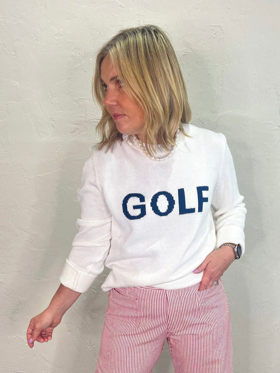Artisan Golf Hand - Knit Sweater - White/Navy - Revel Boutique