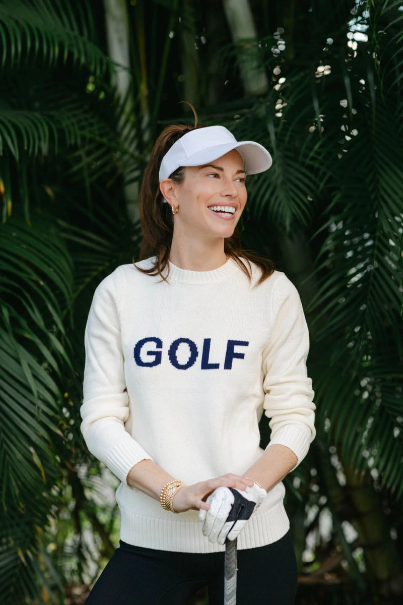 Artisan Golf Hand - Knit Sweater - White/Navy - Revel Boutique