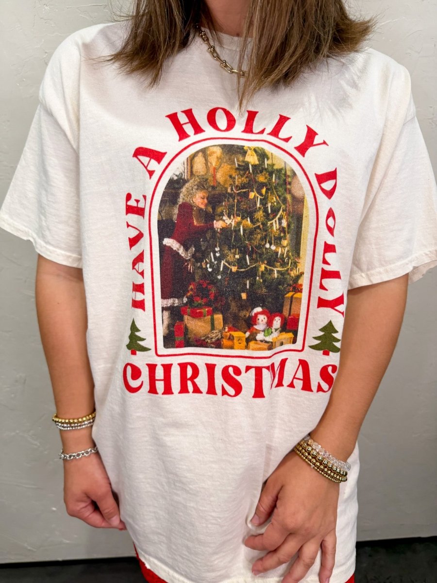 Artisan Holly Dolly Christmas Tee - Revel Boutique