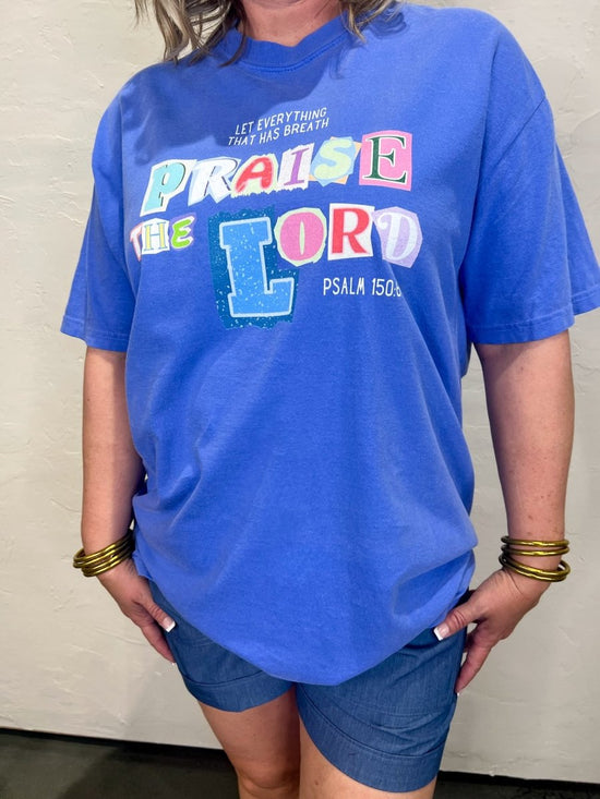 Artisan Praise The Lord Tee - Blue - Revel Boutique