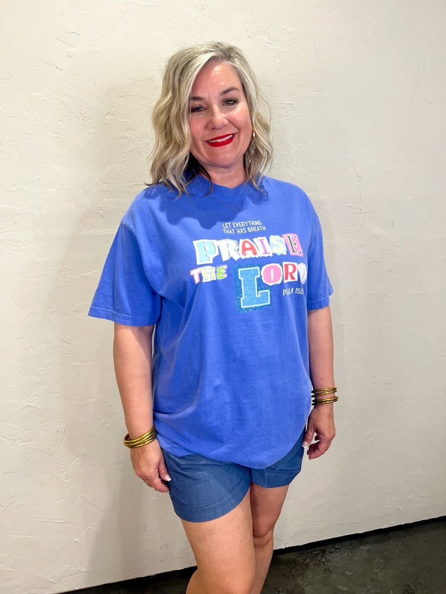Artisan Praise The Lord Tee - Blue - Revel Boutique