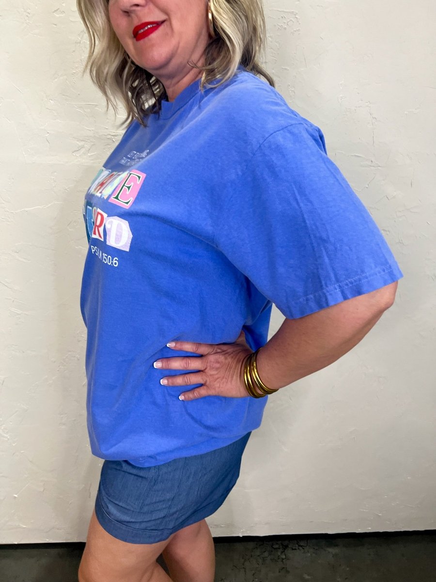 Artisan Praise The Lord Tee - Blue - Revel Boutique