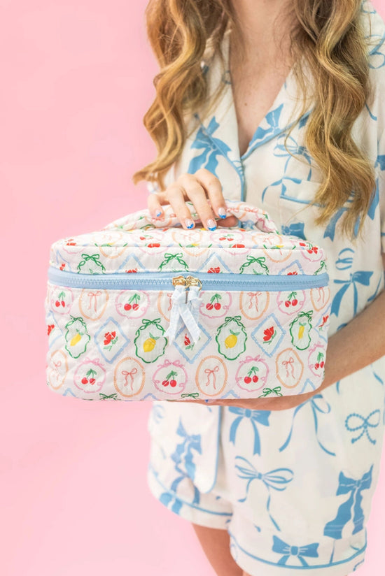 Artisan Top Handle Quilted Cosmetic Bag - Fruit - Revel Boutique