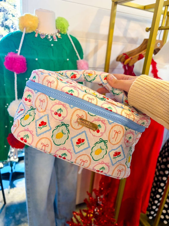 Artisan Top Handle Quilted Cosmetic Bag - Fruit - Revel Boutique