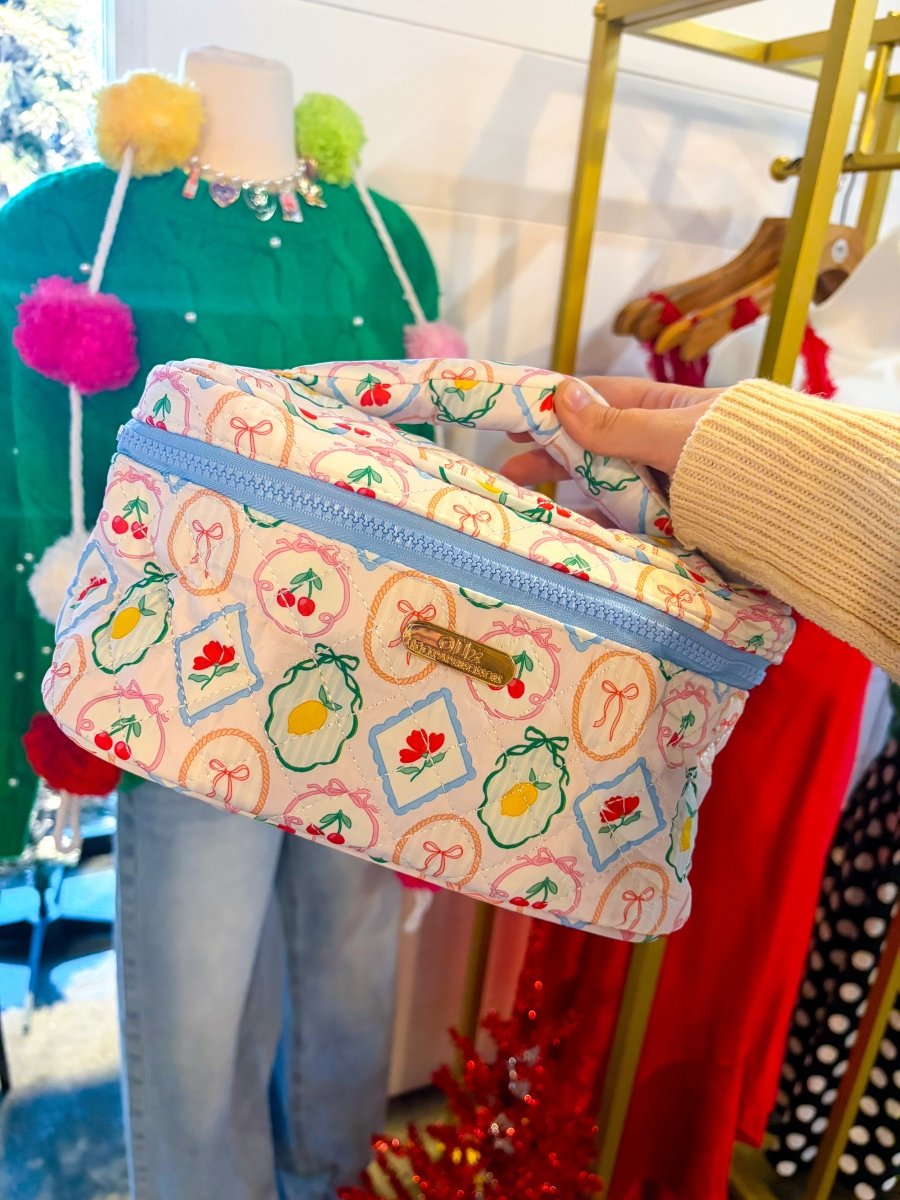 Artisan Top Handle Quilted Cosmetic Bag - Fruit - Revel Boutique