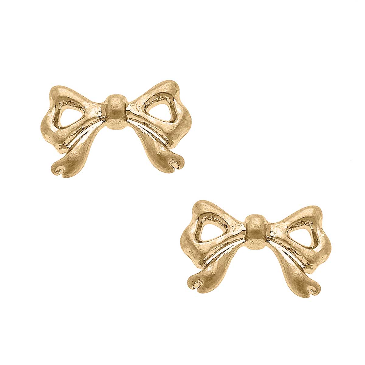 Callie Bow Stud Earrings - Worn Gold