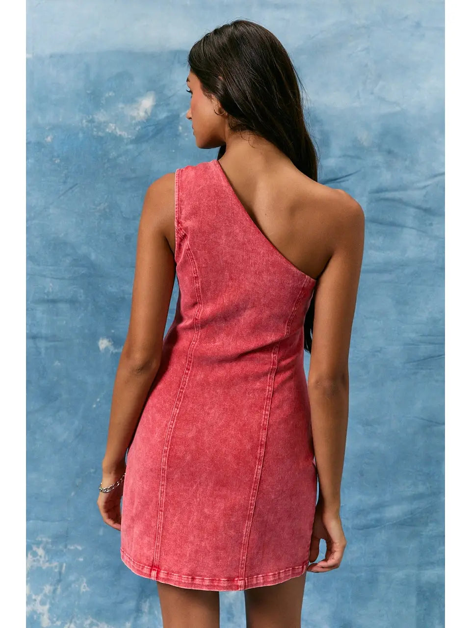 One Shoulder Denim Dress