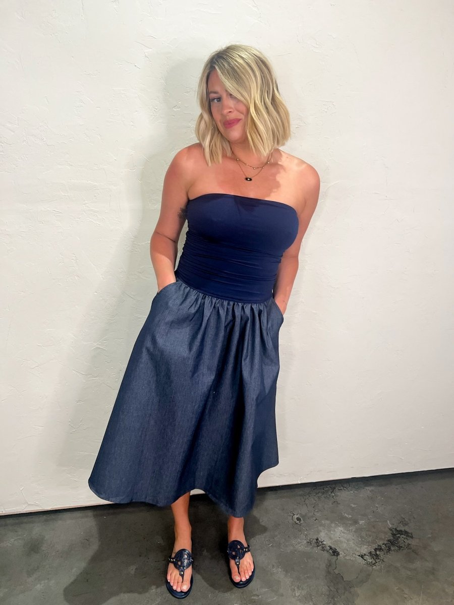 Banquet Denim Tube Dress - Revel Boutique