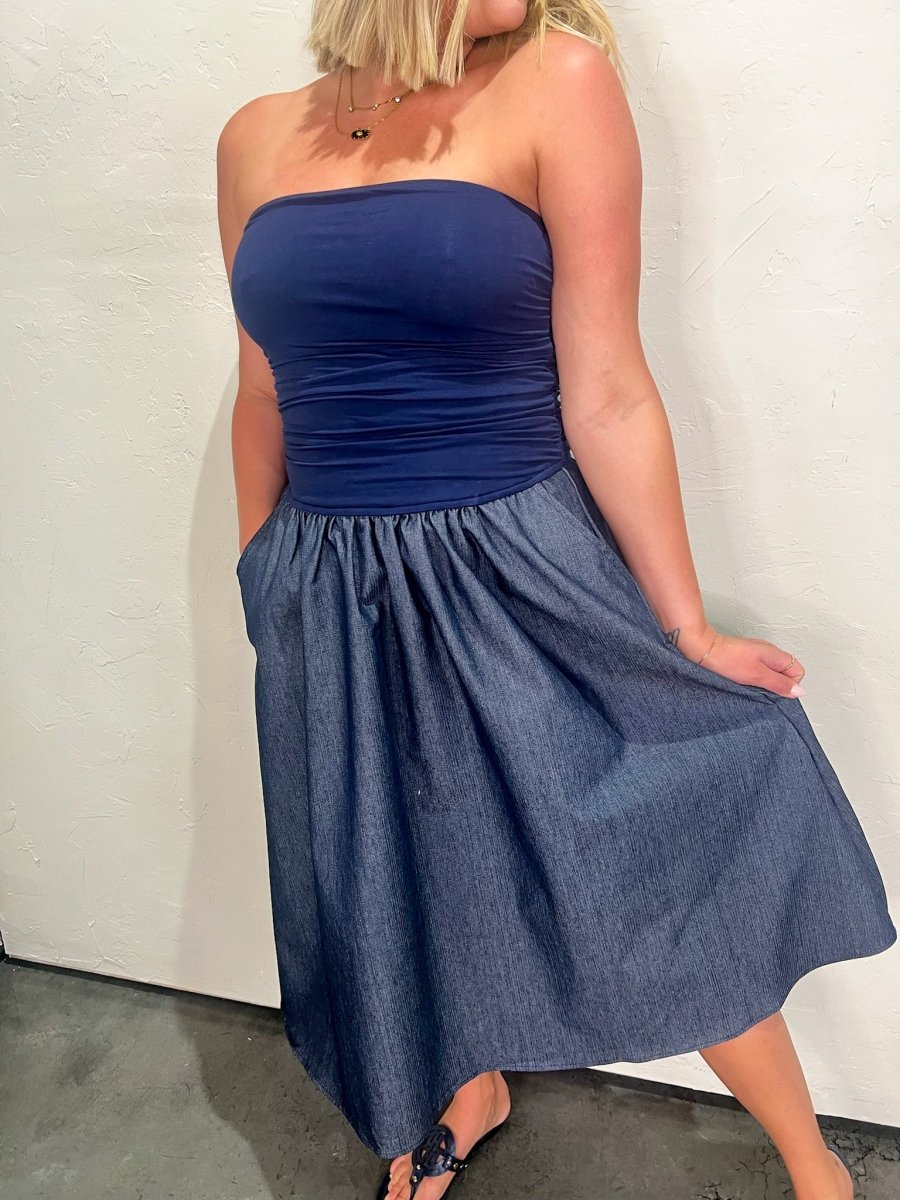 Banquet Denim Tube Dress - Revel Boutique