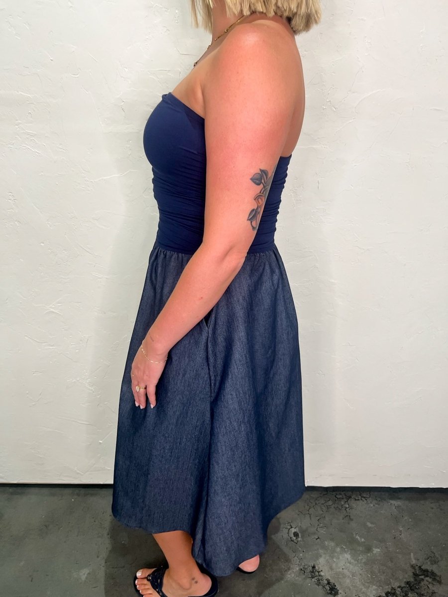 Banquet Denim Tube Dress - Revel Boutique