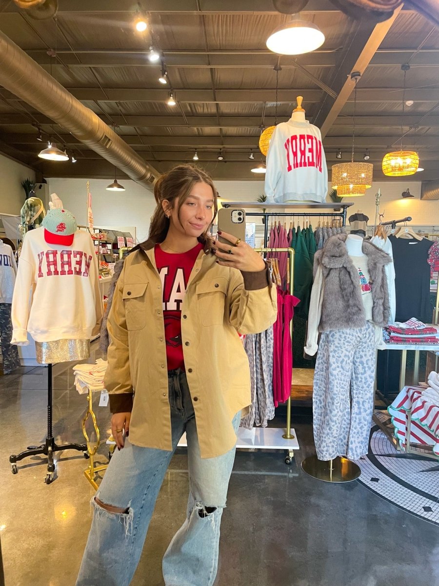 Barn Shacket - Tan - Revel Boutique