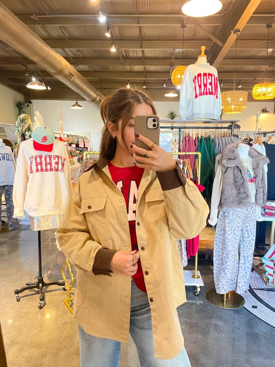Barn Shacket - Tan - Revel Boutique