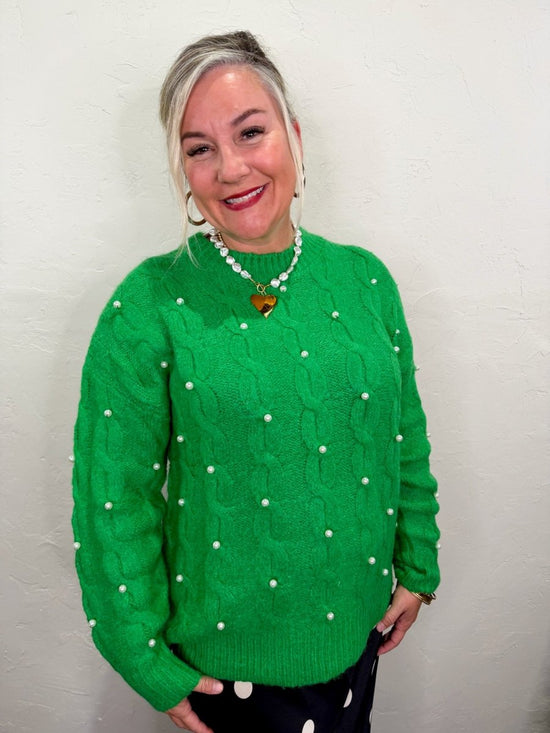 Baubles Pearl Cable Sweater - Revel Boutique
