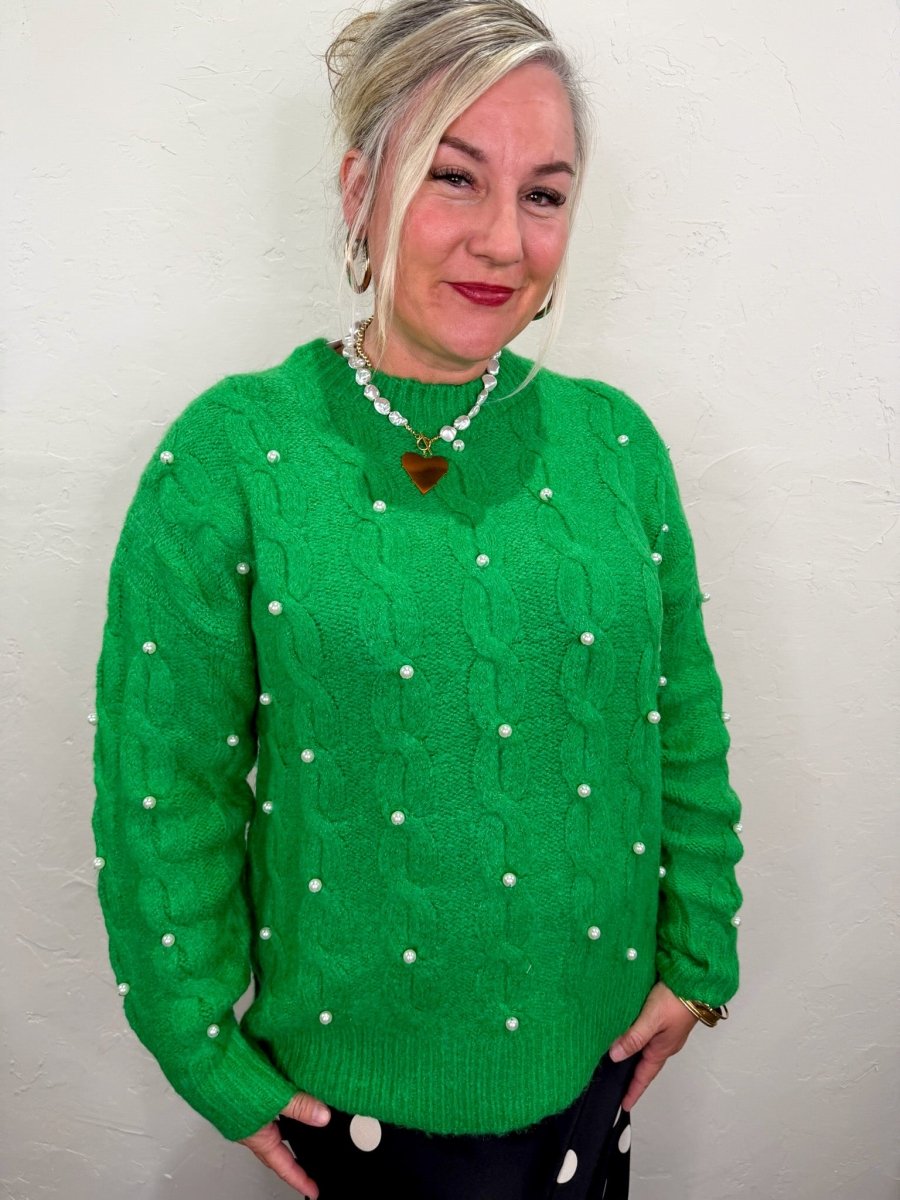 Baubles Pearl Cable Sweater - Revel Boutique