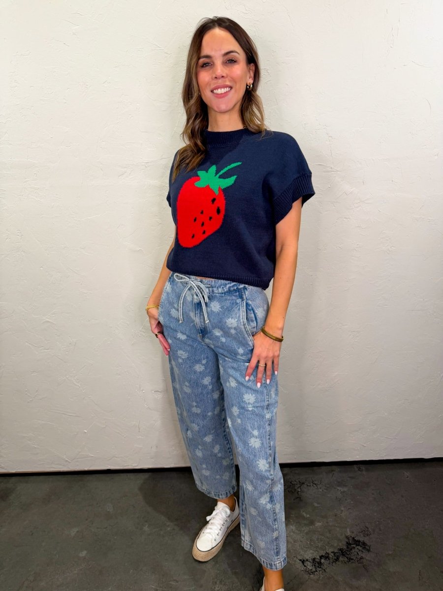 Berry Sweet Sweater - Navy - Revel Boutique