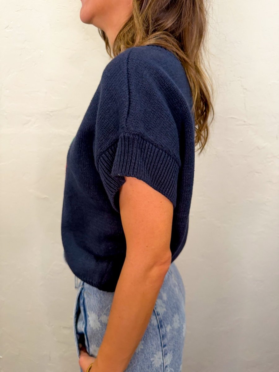 Berry Sweet Sweater - Navy - Revel Boutique