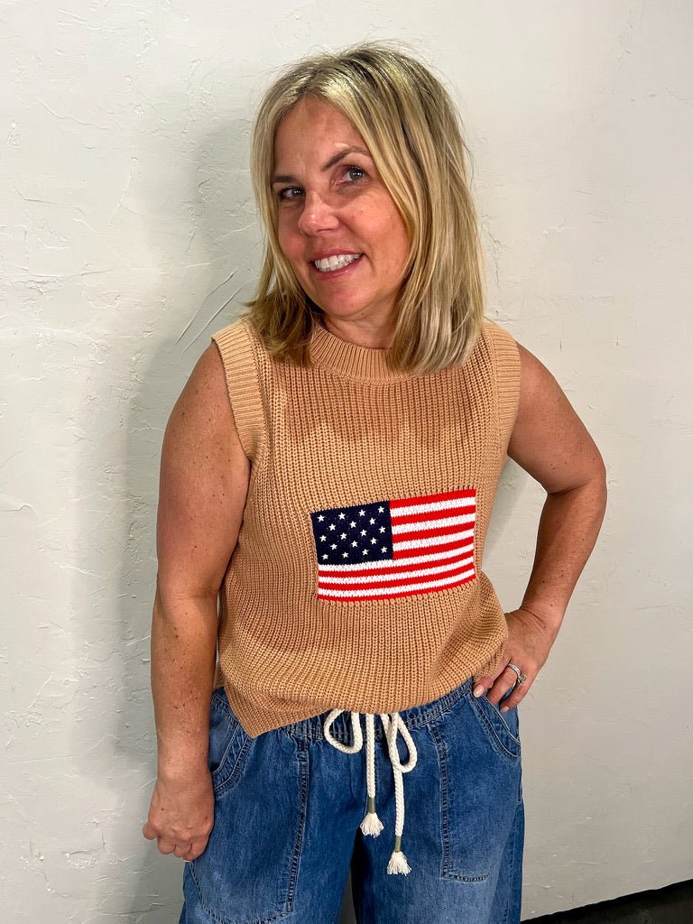 Betsy Ross Knit Tank - Camel - Revel Boutique