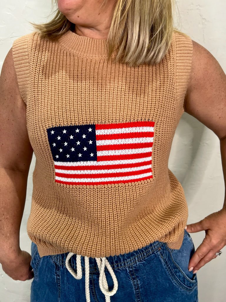Betsy Ross Knit Tank - Camel - Revel Boutique