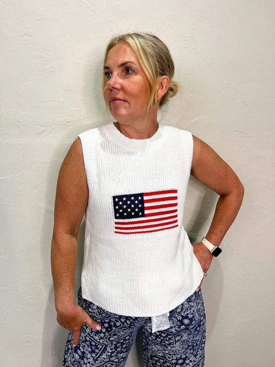 Betsy Ross Knit Tank - White - Revel Boutique