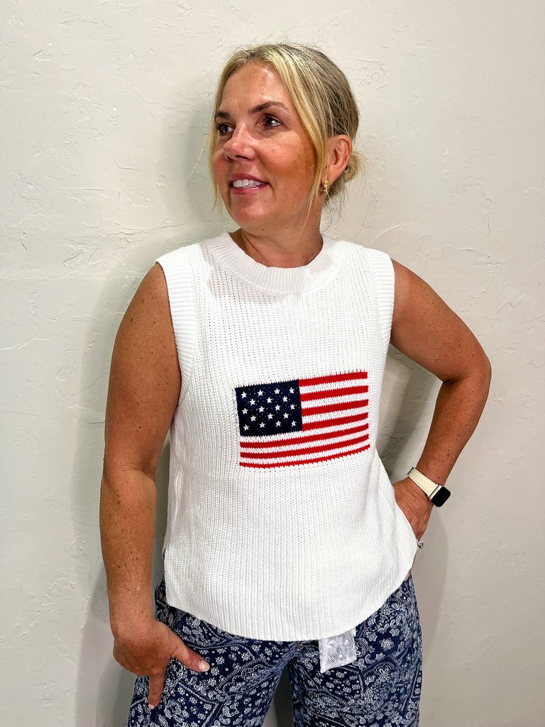 Betsy Ross Knit Tank - White - Revel Boutique
