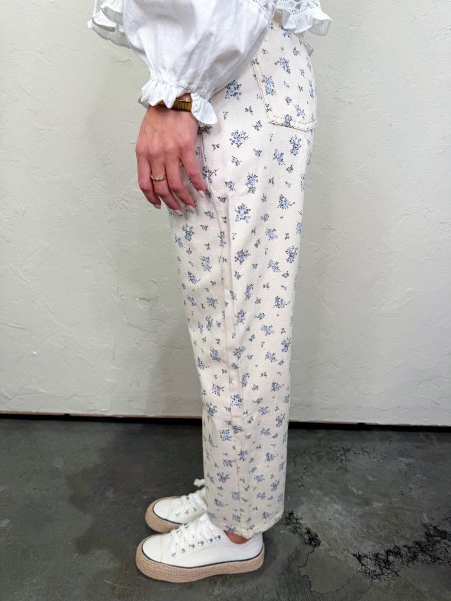 Bluebell Ecru Printed Jeans - Revel Boutique