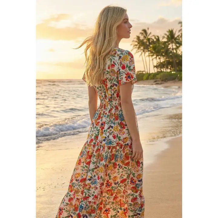 Botanical Smocked Maxi Dress - Revel Boutique