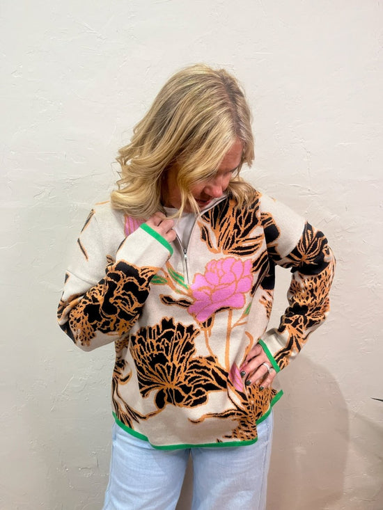Bouquet Knit 1/4 Zip - Revel Boutique