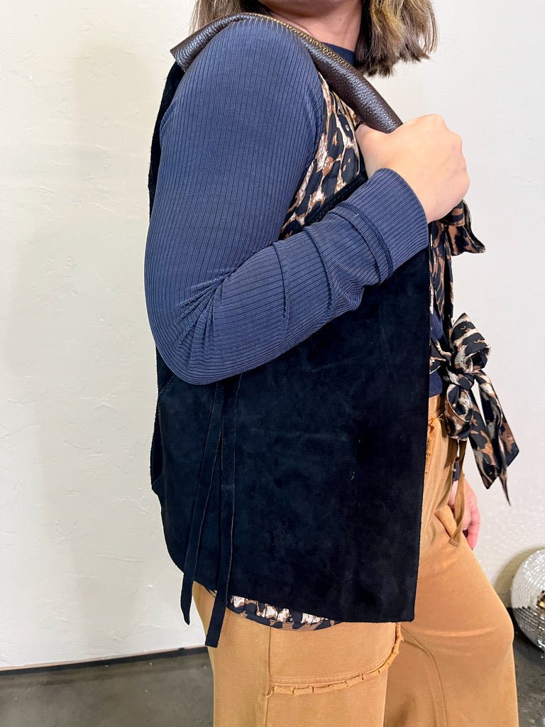 Brooklyn Suede Shoulder Bag - Black - Revel Boutique