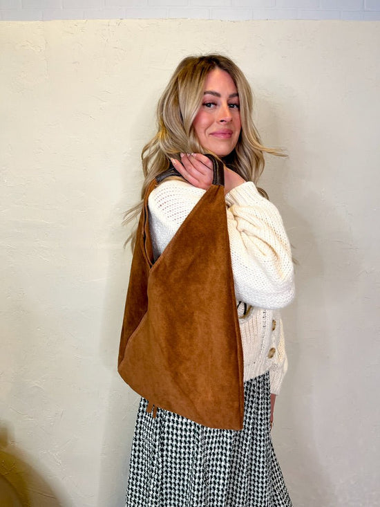 Brooklyn Suede Shoulder Bag - Brown - Revel Boutique