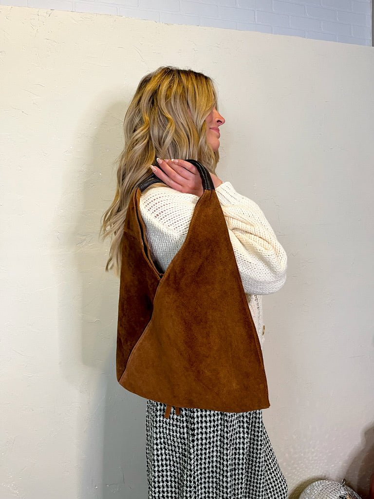 Brooklyn Suede Shoulder Bag - Brown - Revel Boutique
