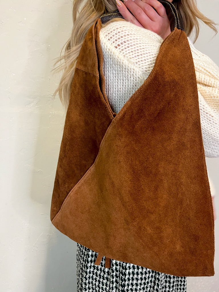 Brooklyn Suede Shoulder Bag - Brown - Revel Boutique